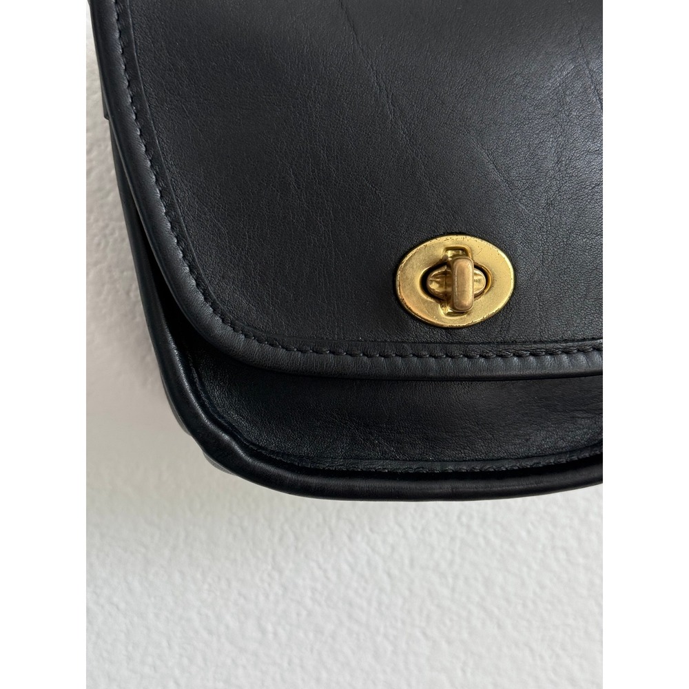 Vintage Coach Everett Bag Black Glovetanned Leather Turnlock Crossbody #9934 USA - Picture 7 of 16